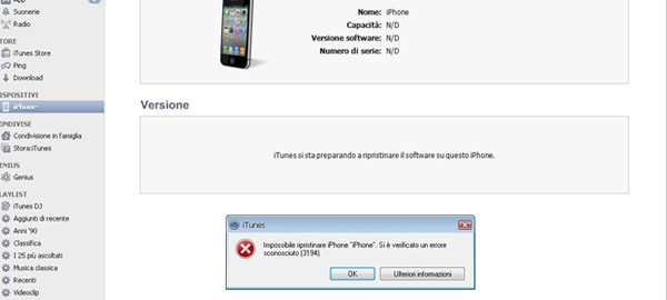 Errore 3194 iPhone: come risolvere
